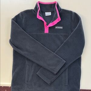 Columbia Kids Fleece Pullover - Charcoal and Pink